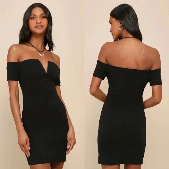 Lulus Dresses & Skirts - NWOT Lulus Cheers to‎ This Black Off-the-Shoulder Bodycon Dress